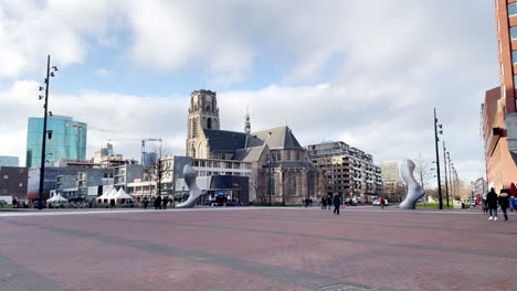 Iglesia-Protestante-Grote-O-Sint-laurenskerk-En-Rotterdam,-Países-Bajos