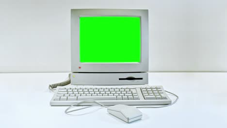 Vintage-PC-booting-with-Glitch-and-Green-Screen-and-Shutting-Down-4k-Old-Obsolete-Retro-Computer-Desktop-OLDCRAPdotORG