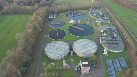 Aerial-of-large-water-tanks-at-sewage-treatment-plant