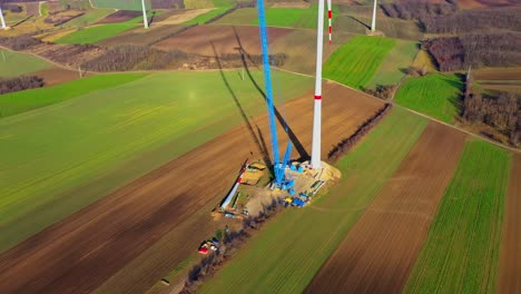 Aerial-View-Of-Windmill-Construction-Site---drone-shot