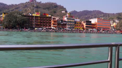 city-view-at-the-shore-of-flowing-river-at-morning-from-flat-angle-video-is-taken-at-haridwar-uttrakhand-india-on-Mar-15-2022