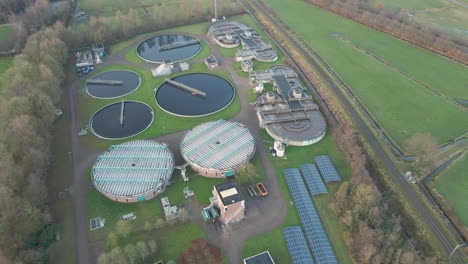 Aerial-of-sewage-water-treatment-plant-with-waste-water-flowing-through-aeration-tank