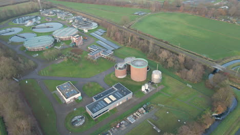 Aerial-of-small-sewage-water-treatment-plant-in-a-rural-area