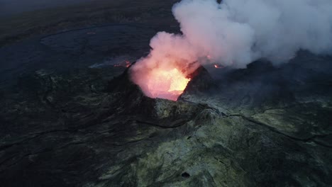 Smoke-Rising-From-Crater-Of-Geldingadalur-Volcano-During-Eruption-In-Iceland