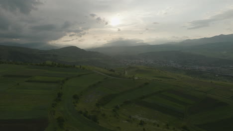 Idyllic-Rural-Landscape-Around-Akhaltsikhe-In-Samtskhe-Javakheti,-Georgia---aerial-drone-shot