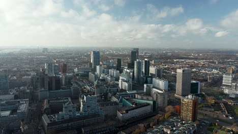 Rotterdam,-Netherlands-City-Skyline-At-Daytime---aerial-drone-shot