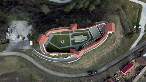 Top-View-Of-Feldioara-Fortress-In-Feldioara,-Brasov-County,-Romania