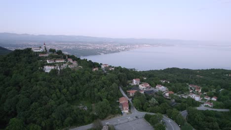 Aerial-view-of-Opatija-with-Kvarner-Bay-and-Rijeka-in-background