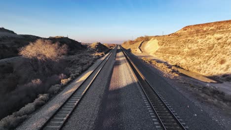 Awesome-Shot-at-Railway-in-Bluffdale-Utah,-Going-Forward-Aerial