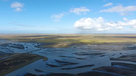 Drone-Shot-Moving-Forward-Over-Iceland-Wetlands