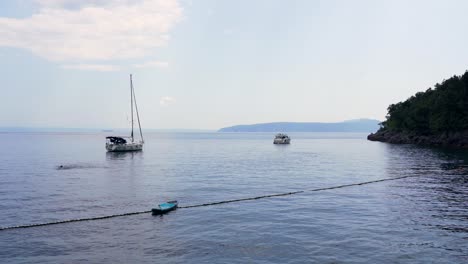 Sailboat-at-anchor-at-Kvarner-Bay,-Croatia