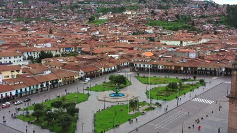 Cusco,-Peru-Main-square-plaza-Drone-UHD