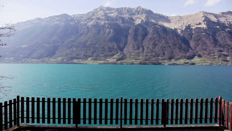 Placid-calm-turquoise-clean-waters-of-Interlaken-lake-Switzerland