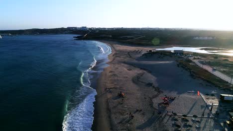Aerial-shot-of-waves-crashing-at-beautiful-beach