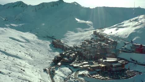 Aerial:-popular-Pas-De-La-Casa-tourist-ski-resort,-Pyrenees-Mountains