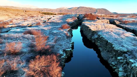 Glaciers-Filled-The-Rift-Between-Tectonic-Plates-In-Thingvellir-National-Park,-South-Iceland