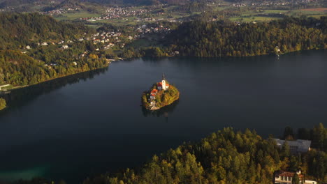 Rotating-drone-shot-of-the-Pilgrimage-Church-of-the-Assumption-of-Mary,-Slovenia