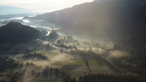 Cinematic-drone-shot-of-the-Karawanks-mountain-range-in-Slovenia