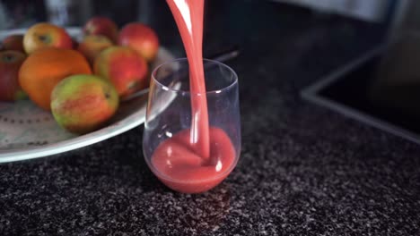 Footage-of-a-smoothie-poured-into-a-glass