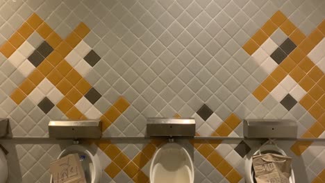 Disgusting-clogged-public-male-urinals---tilt-down