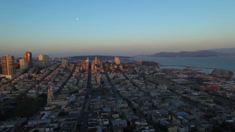 Aerial-view-of-the-North-Beach-neighborhood-in-San-Francisco-while-the-sun-is-setting
