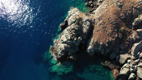 Aerial-top-down-shot-of-a-sea-cliff