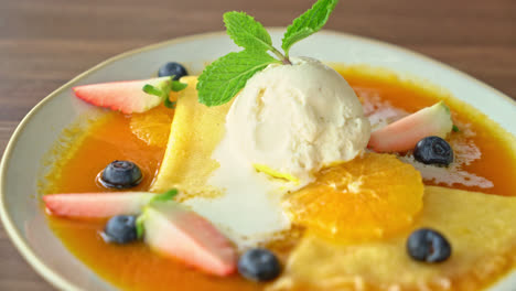 crepe-suzette-with-vanilla-ice-cream-and-fresh-fruit