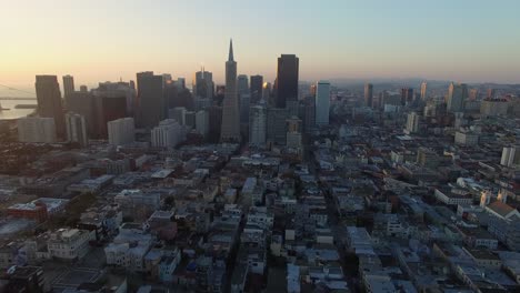 Aerial-view-of-Chinatown-in-San-Francisco-at-sunset