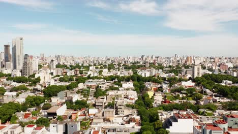 Rising-above-the-city-panorama-of-stretched-to-the-horizon-streets-of-Buenos-Aires,-Argentina