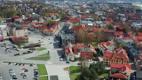 Aerial-View-Of-Old-Town-Kaunas-In-Lithuania---hyperlapse