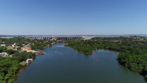 Aerial-video-of-the-Buchanan-dam-on-Lake-Buchanan-and-Inks-Lake-in-Texas