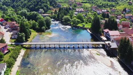 Aerial-Over-Bridge-Connecting-To-historical-village-Of-Kulen-Vakuf-In-Bosnia-and-Herzegovina