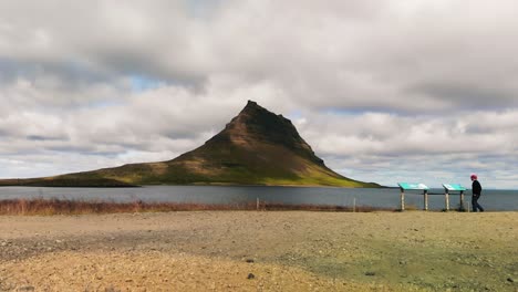 Iceland-nature-drone-video-of-Kirkjufell-mountain-landscape