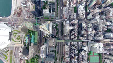Hong-Kong-Megapolis-Stadtansicht-In-Großer-Höhe-Mit-Verkehr-Und-Wolkenkratzern