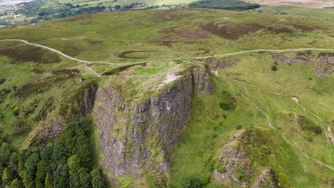 Aerial-of-Napoleon's-Nose---the-peak-of-Cavehill,-Belfast,-Northern-Ireland