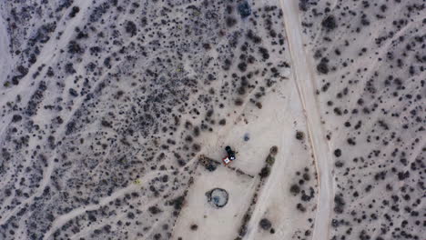 Birds-eye-view-patterns-in-nature-sandy-soil-at-Mojave-Desert,-California
