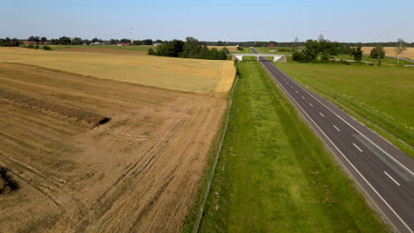 Europe-Poland-Mlynary-Elblag-county-countryside-highway-aerial