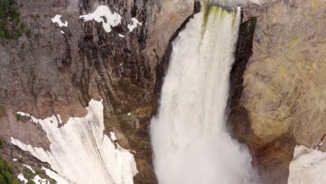 Aerial-4K-footage-of-Yellowstone-Falls-in-Yellowstone-National-Park,-Wyoming,-USA
