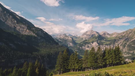 Timelapse-of-clouds-moving-over-a-beautiful-mountain-range-in-Switzerland-in-4k