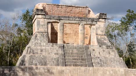 Temple-of-the-Bearded-Man-or-the-North-Temple-in-the-Great-ball-court,-Chichen-Itza-archaeological-site