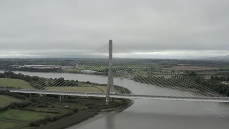 Aerial:-Traffic-on-Thomas-Francis-Meagher-cable-stayed-bridge,-Ireland