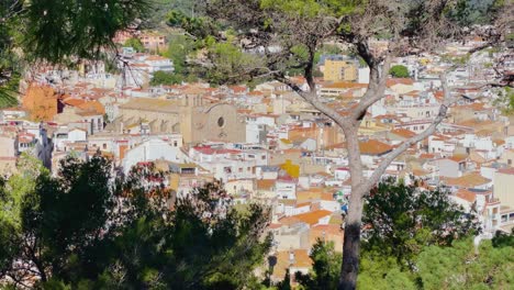 Old-town-aerial-view-of-Tossa-de-Mar-Church-roofs