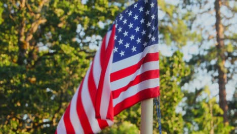 Bandera-Americana-En-El-Poste-Ondeando-En-El-Viento