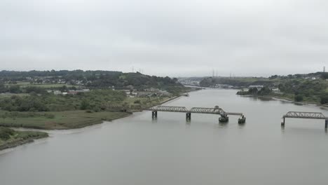 Aerial:-Decommissioned-rail-bridge-over-River-Suir-in-southern-Ireland