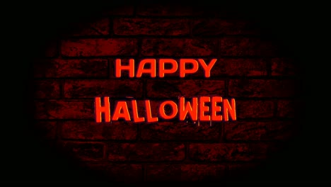 4k-Animation-Der-Neonzeichen-Happy-Halloween-Textanimation-Auf-Brickwall-Hintergrund