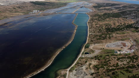Aerial-View-Of-Salt-Mine-In-Pag-Town