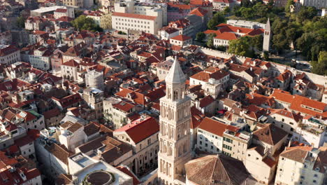 Aerial-View-Of-The-Historic-Saint-Domnius-Cathedral-At-The-Old-Town-Of-Split,-Croatia