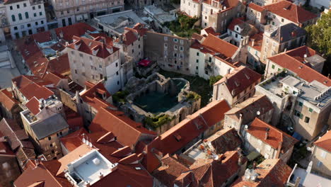 Aerial-View-Of-The-Ruins-Of-Saint-Mary-Monastery-In-The-City-Center-Of-Split,-Croatia