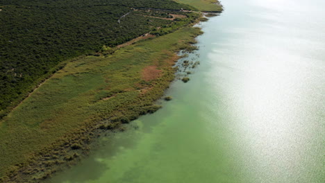Beautiful-Ornithological-Nature-Park-and-Vrana-Lake-In-Dalmatia,-Croatia---aerial-drone-shot