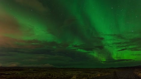 Beautiful-bright-green-colors-of-the-Aurora-Borealis--Timelapse